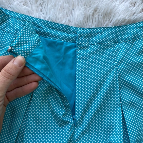TALBOTS • NWT Turquoise and White Polka Dot A Line Pleated Skirt size 8P - Picture 15 of 16